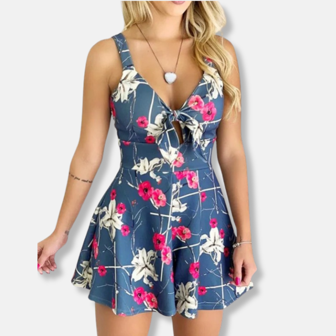 Anna Viszkóz Rugalmas Felső Derekú | Ujjatlan Virágmintás Rugalmas