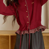 Foltvarrott, kockás, kerek nyakú mellény