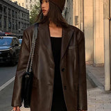 Fekete műbőr blézer