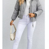 Puffos dzseki rövid, magas gallérral