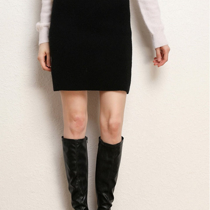 Rövid, A-vonalú gyapjúszoknya