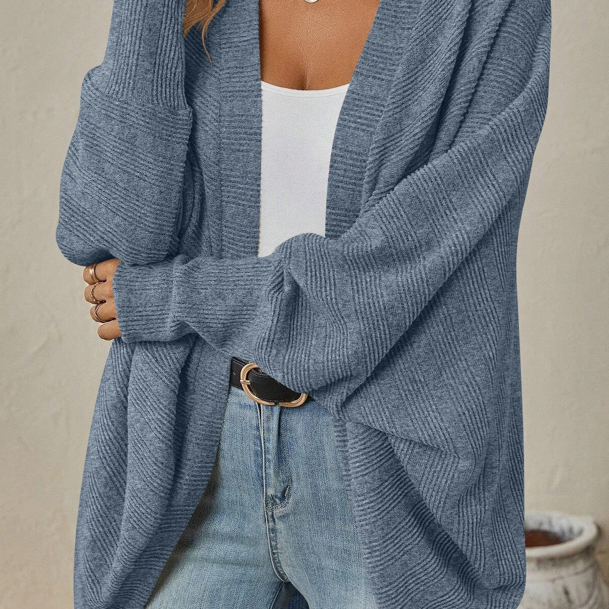 Egyszínű, középhosszú kardigán