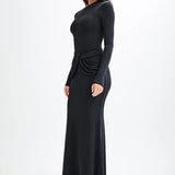 Hosszú ujjú maxi ruha kerek nyakkal