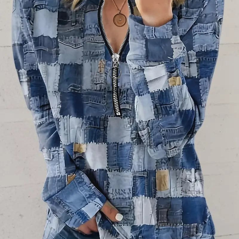 Dóra - Kockás Cipzáros Felső