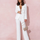 Női blézer kosztüm – szabott szabású – luxus anyag – elegáns kétsoros fazon