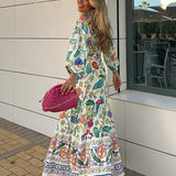 Női szoknya és felső szett - Átlapolt fazon - Hosszú ujjú - Virágminta - Lenge