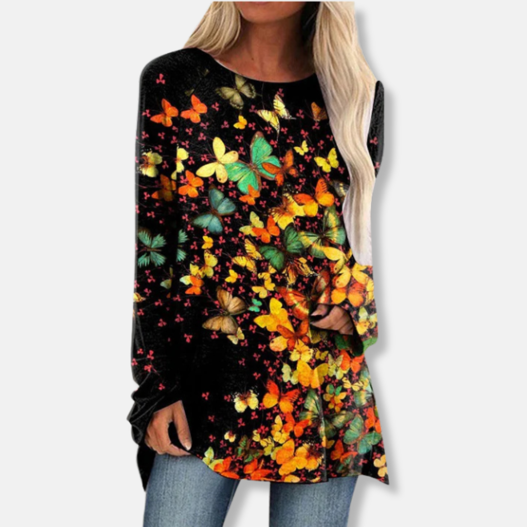 Női tunika - Könnyű kötött - Laza szabású - Hosszú raglán ujjú