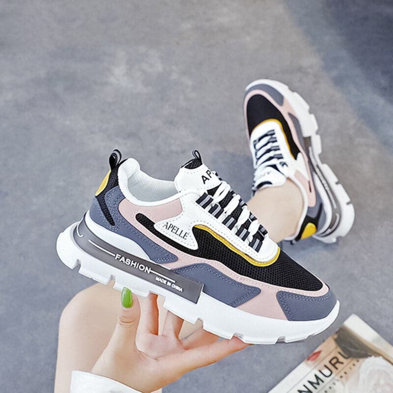 Női tornacipők - Kényelmes, vastag talpú - Lélegző hálós anyag - Laza fűzős záródás