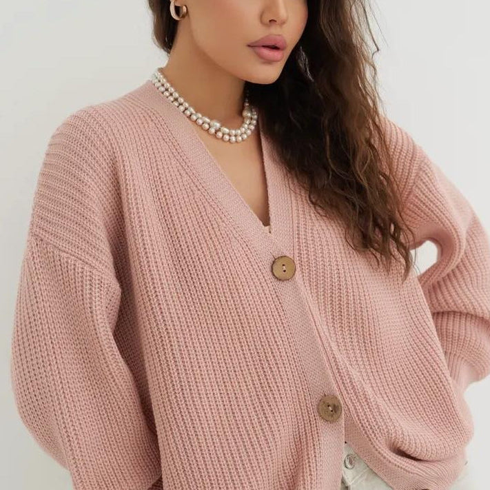 Egyszínű kardigán laza szabással