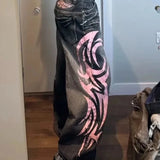 Gótikus mintás, széles szárú farmer