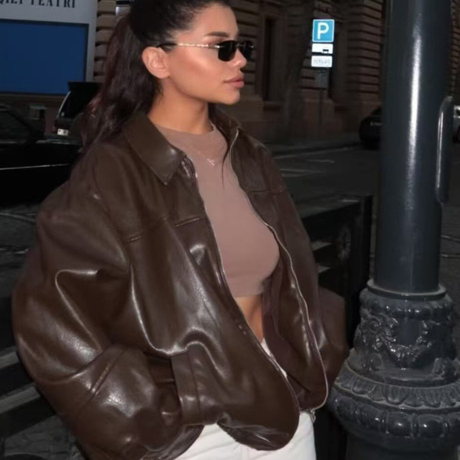 Egyszínű pilóta stílusú dzseki