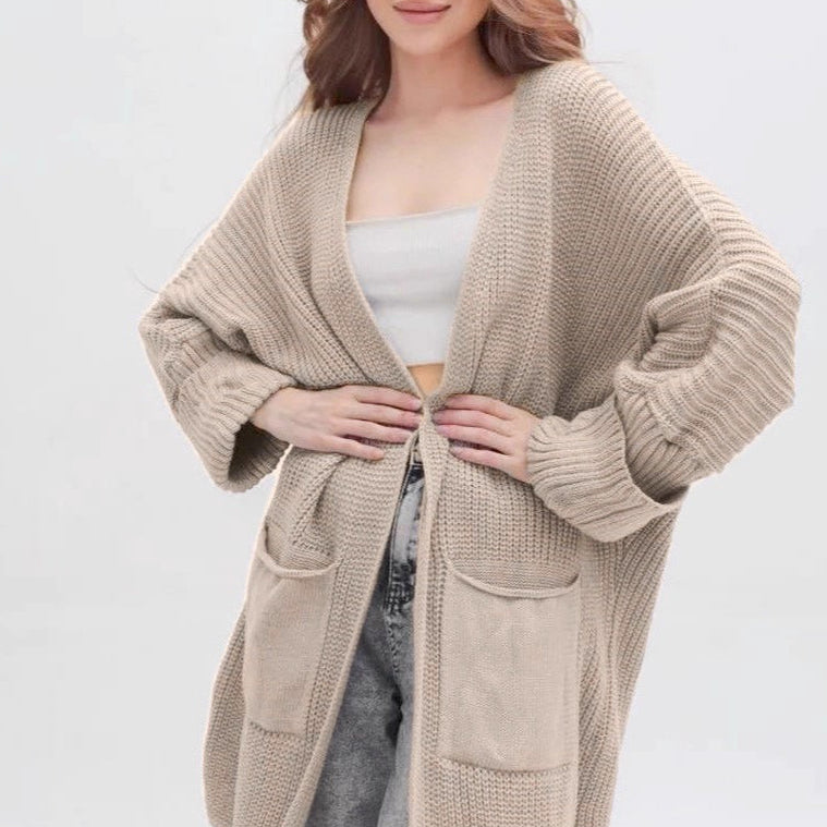 Túlméretezett hosszú kötött kardigán