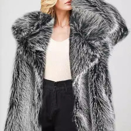 Közepesen hosszú műszőrme blézer