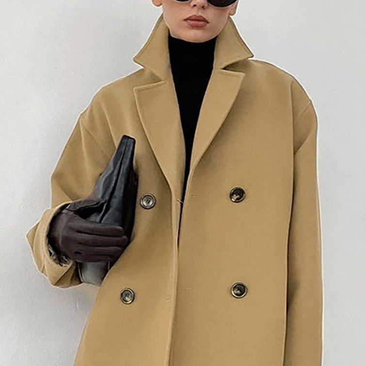 Barna buklé kabát bevágott hajtókával