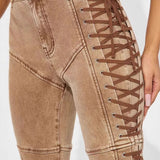 Fűzős és húzózsinóros farmernadrág