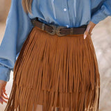 Elegáns miniszoknya hálós rojtokkal