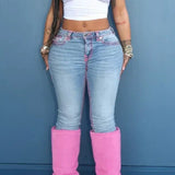 Hímzett, karcsúsított fekete farmer