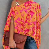 Női váll nélküli felső – laza szabású – geometrikus minta – lélegző anyag