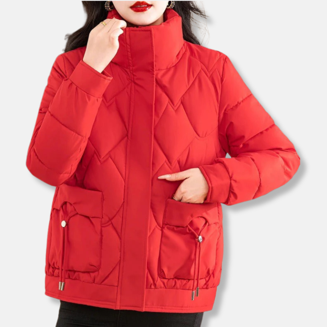 Női steppelt kabát - Hőszigetelt, steppelt bélés - Állógallér - Rövid szabású