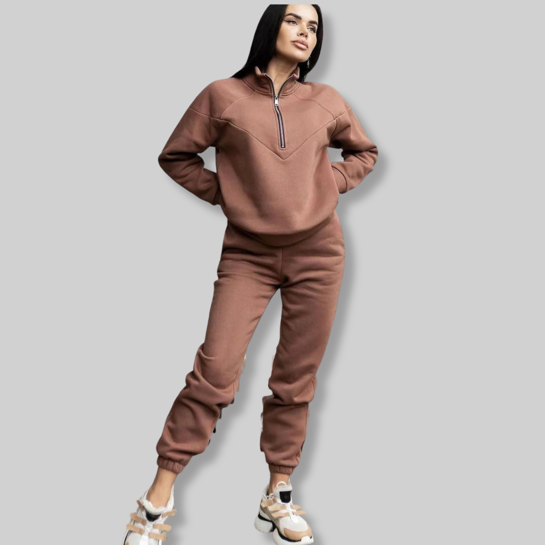 Lilou polár kétrészes szett | Laza szabású kapucnis melegítőfelső