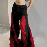 Harajuku Patchwork Széles Lábajú Farmernadrág