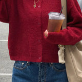 Rövid, gombos kötött kardigán