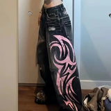 Gótikus mintás, széles szárú farmer