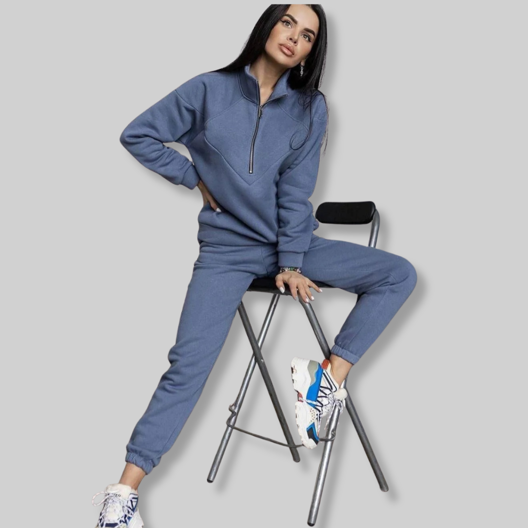 Lilou polár kétrészes szett | Laza szabású kapucnis melegítőfelső