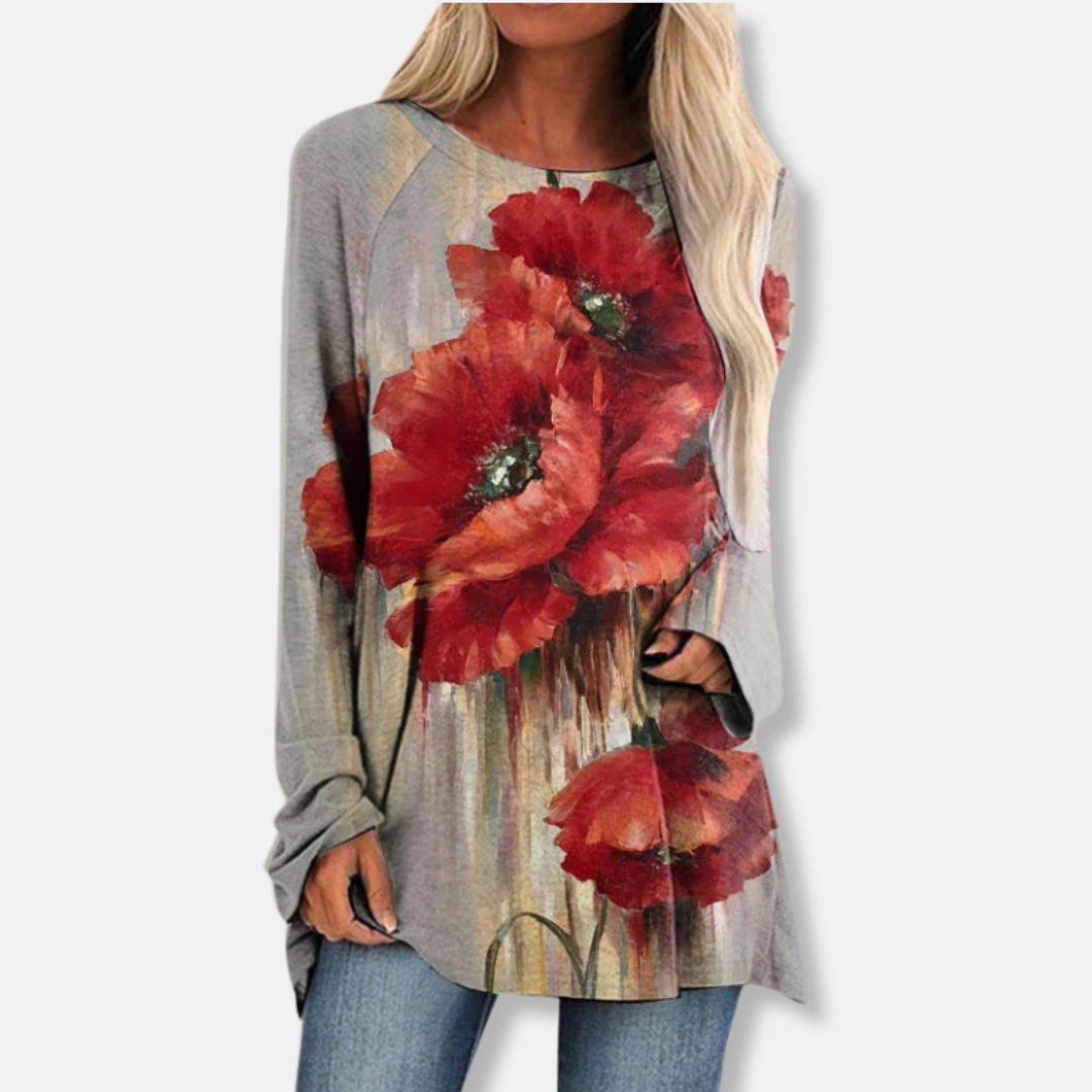 Női tunika - Könnyű kötött - Laza szabású - Hosszú raglán ujjú