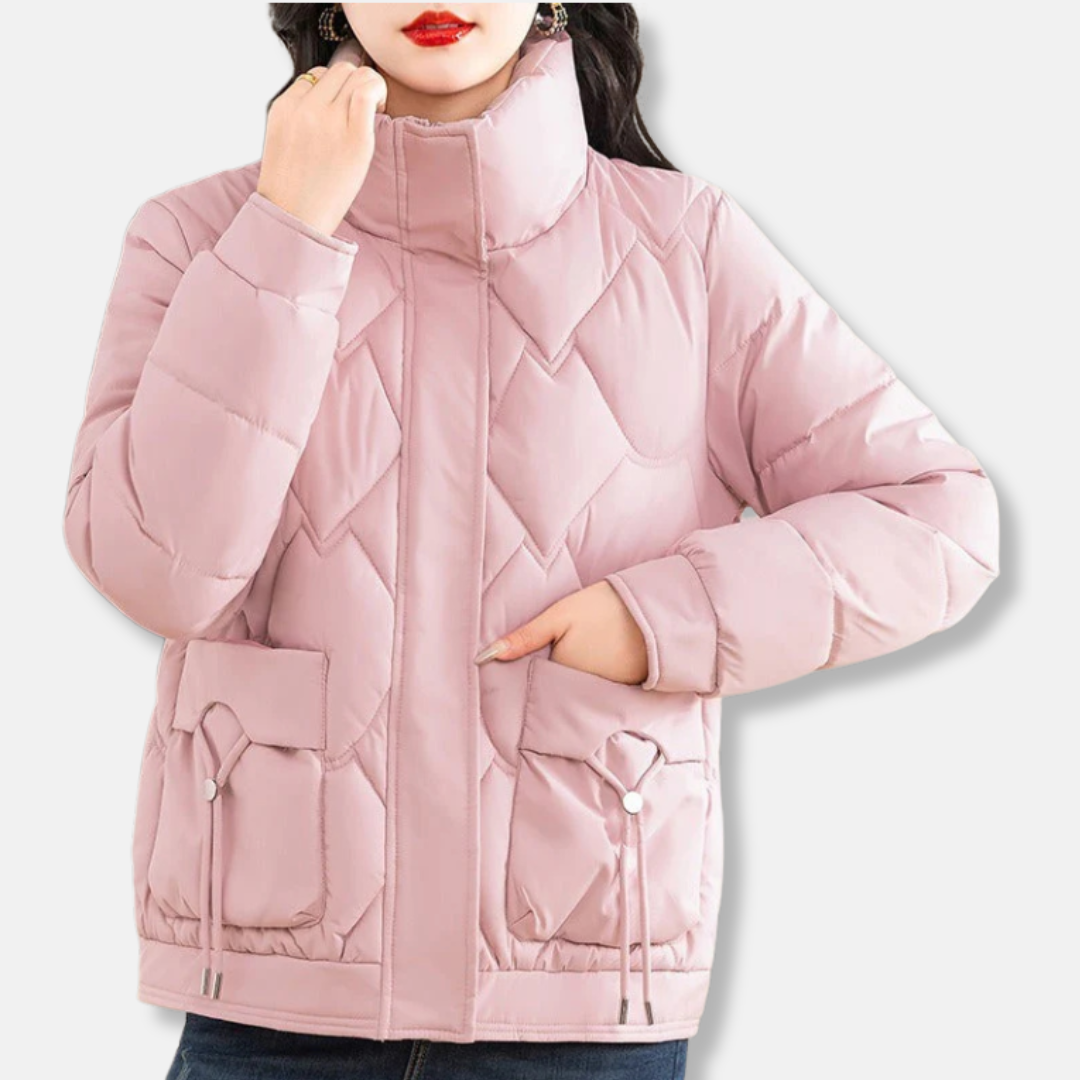 Női steppelt kabát - Hőszigetelt, steppelt bélés - Állógallér - Rövid szabású