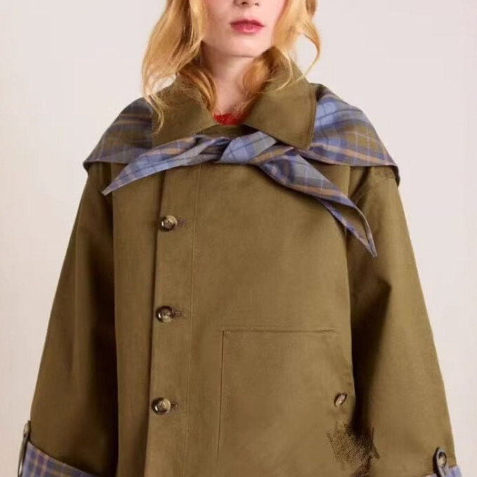 Mori Girl színes kockás kabát aszimmetrikus, laza szabással