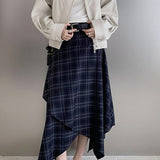 Aszimmetrikus kockás midi szoknya