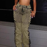 Fűzős és húzózsinóros farmernadrág