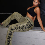 Fűzős és húzózsinóros farmernadrág