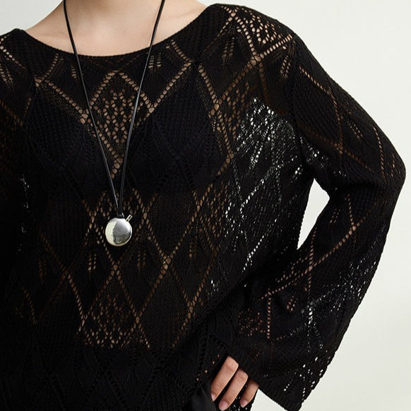 Jacquard kötésű blúz rombuszmintával