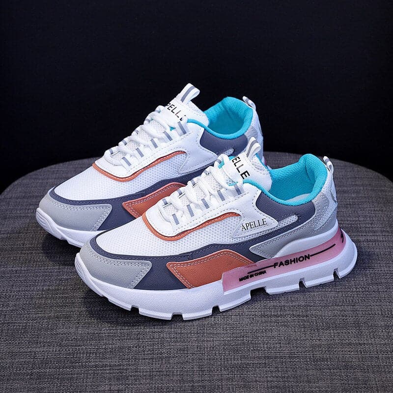 Női tornacipők - Kényelmes, vastag talpú - Lélegző hálós anyag - Laza fűzős záródás