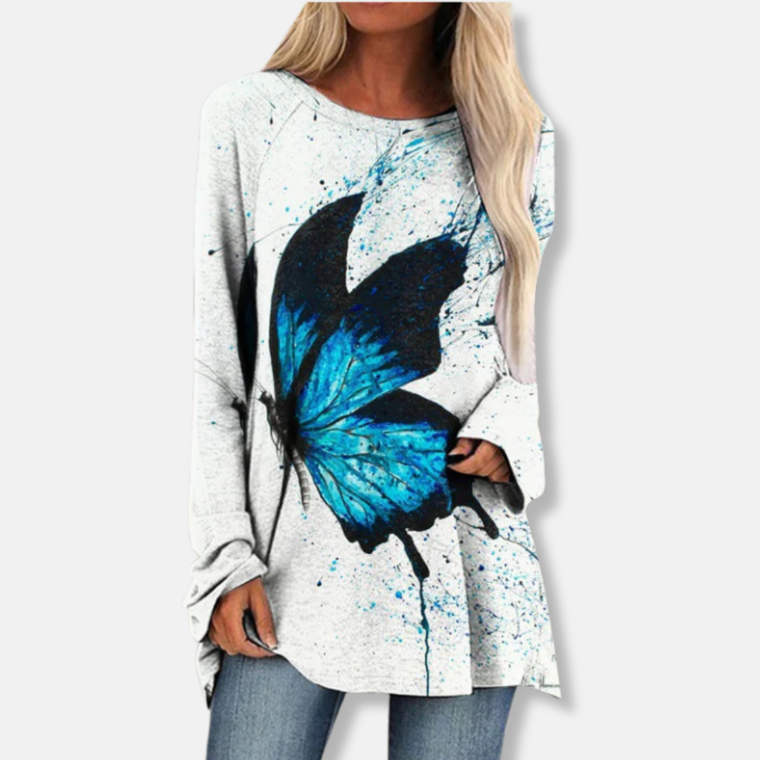 Női tunika - Könnyű kötött - Laza szabású - Hosszú raglán ujjú