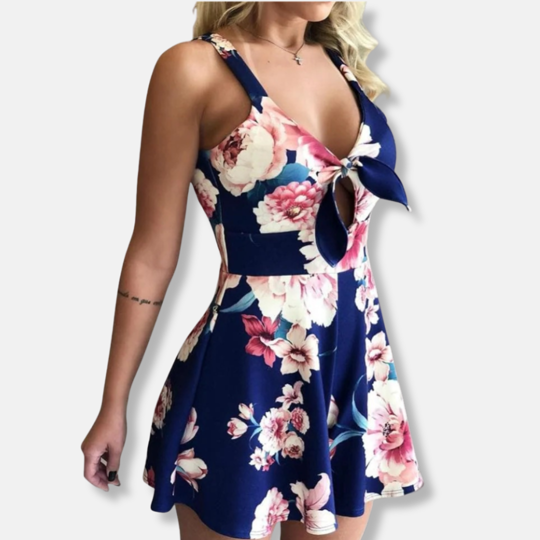 Anna Viszkóz Rugalmas Felső Derekú | Ujjatlan Virágmintás Rugalmas