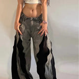 Harajuku Patchwork Széles Lábajú Farmernadrág