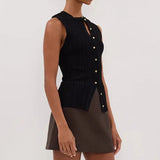 Egyszínű, bordázott ujjatlan mellény