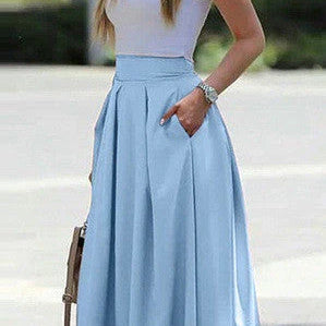 Női hosszú szoknya - magas derekú - rakott zsebekkel - lenge és elegáns