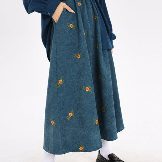 Nyomott kordbársony trapéz szoknya