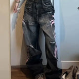 Gótikus mintás, széles szárú farmer