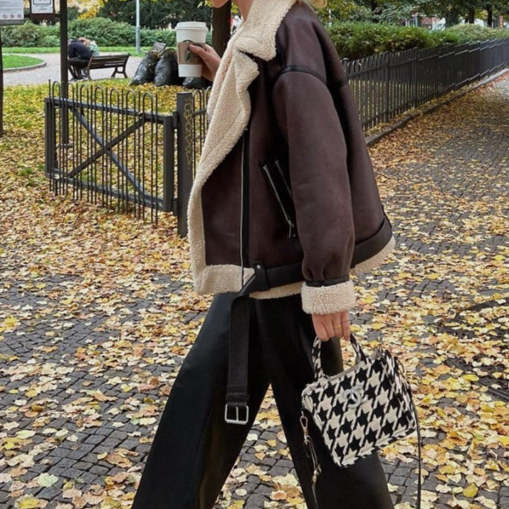 Hosszú műszőrme kabát több cipzárral