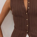 Bordázott kötött ujjatlan mellény