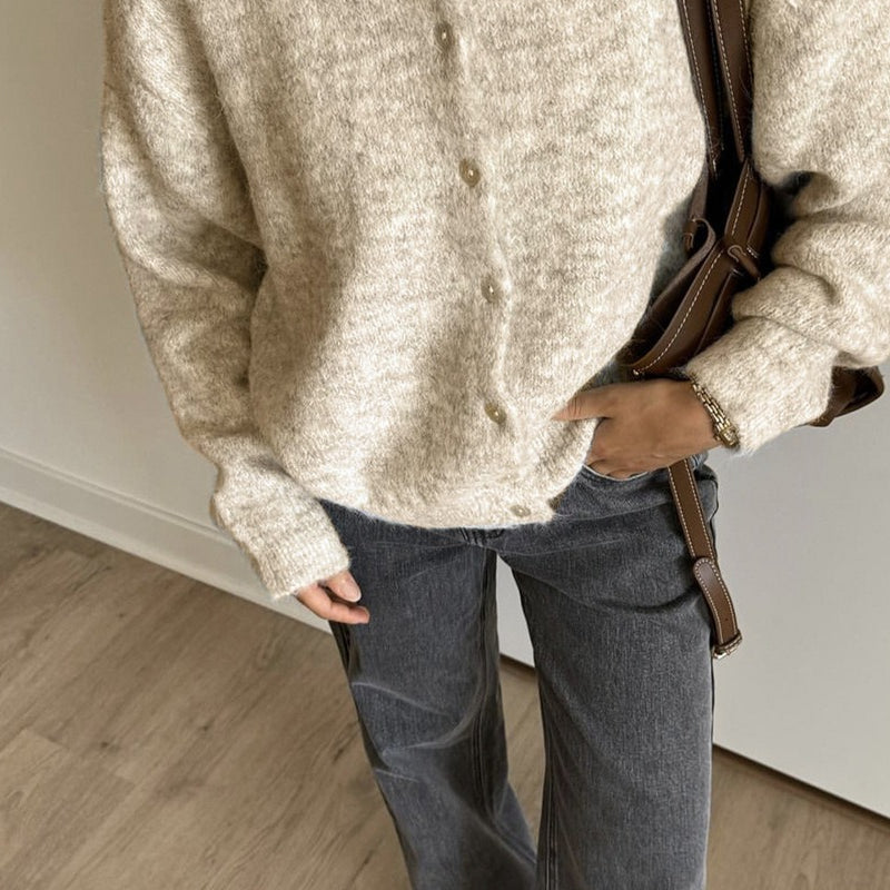 Egyszínű kardigán gyapjúkeverékből