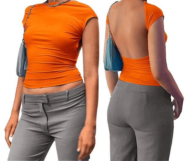 Női crop top – testhezálló és rugalmas – rövid ujjú – magas nyakú – kényelmes