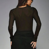 Hosszú ujjú, áttetsző kötött és ráncolt patchwork miniruha