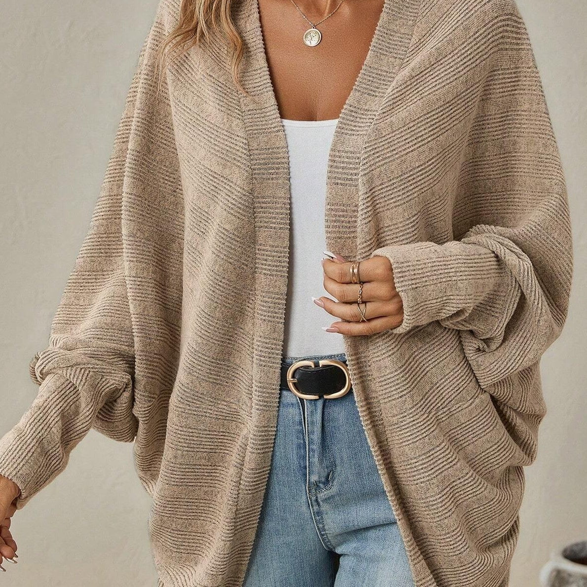 Egyszínű, középhosszú kardigán