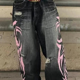 Gótikus mintás, széles szárú farmer